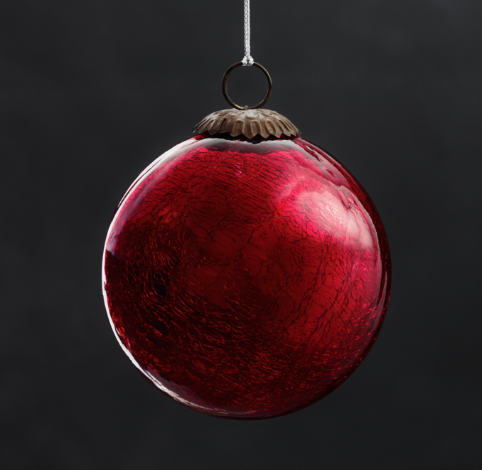 Vintage Hand-Blown Glass Ornament Ball - Red