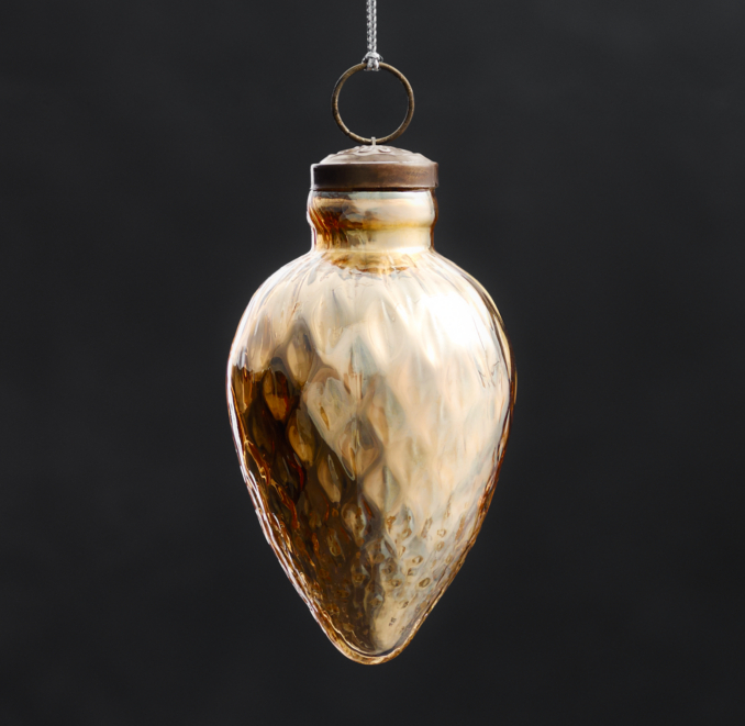 Vintage Hand-Blown Glass Ornament Spindle - Gold