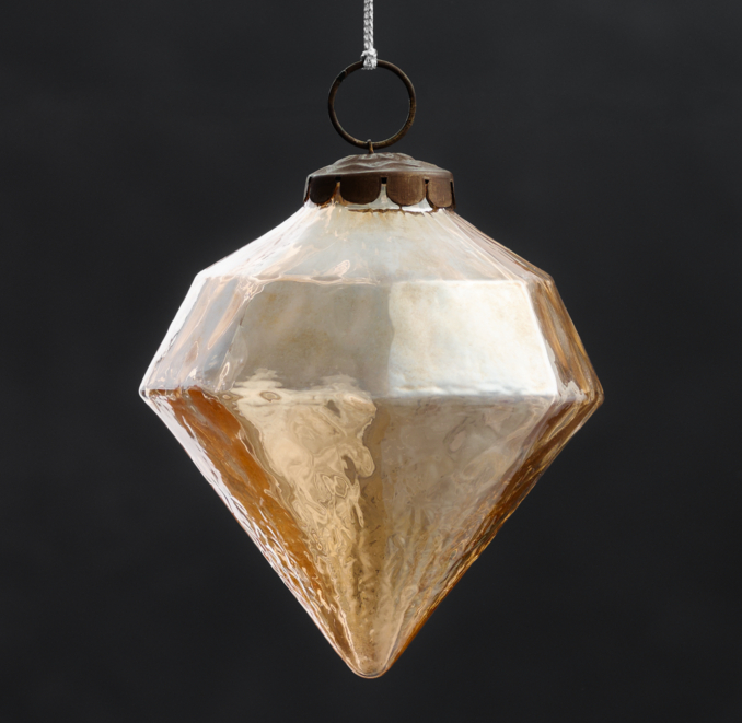 Vintage Hand-Blown Glass Ornament Octagon - Gold