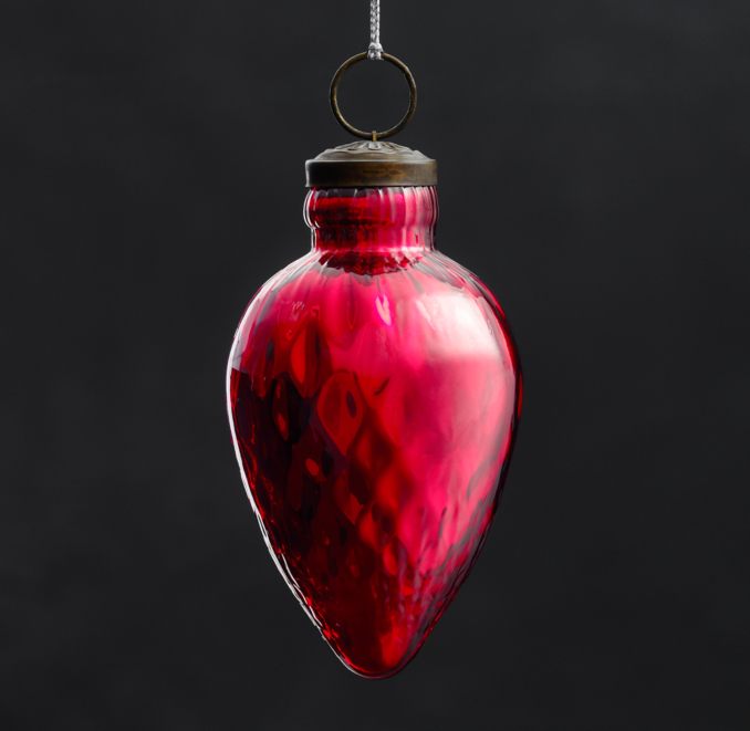 Vintage Hand-Blown Glass Ornament Spindle - Red