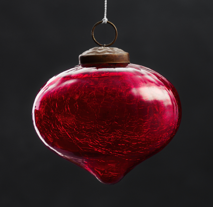 Vintage Hand-Blown Glass Ornament Onion - Red