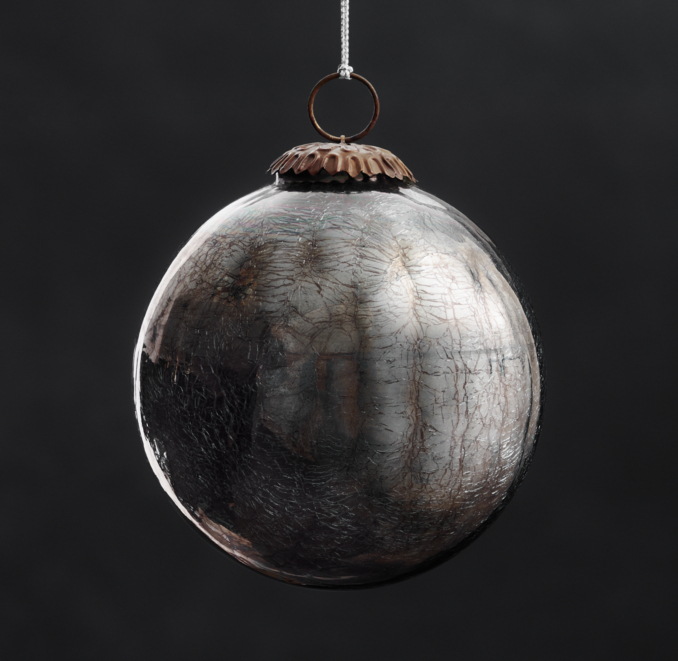 Vintage Hand-Blown Glass Ornament Ball - Smoke