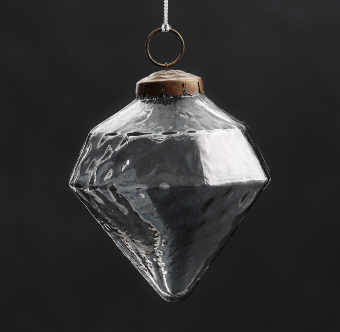 Vintage Hand-Blown Glass Ornament Octagon - Smoke