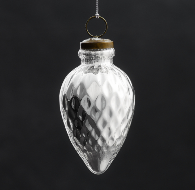 Vintage Hand-Blown Glass Ornament Spindle - Silver