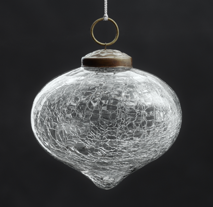 Vintage Hand-Blown Glass Ornament Onion - Silver
