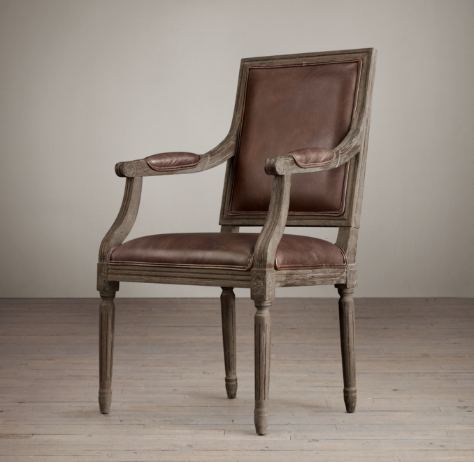 Vintage French Square Leather Armchair 