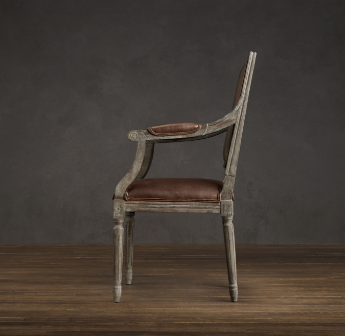 Vintage French Square Leather Armchair 