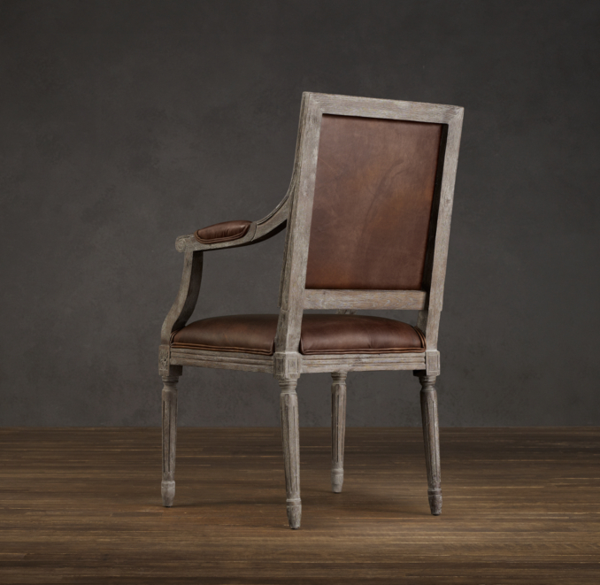 Vintage French Square Leather Armchair 