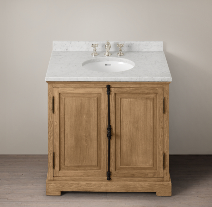 French Casement Oak Single Vanity Sink