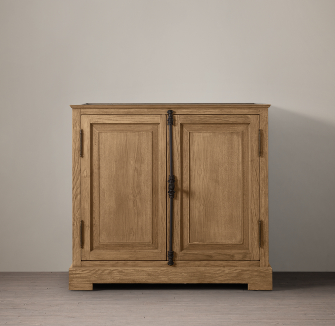 French Casement Oak Single Vanity Sink Base