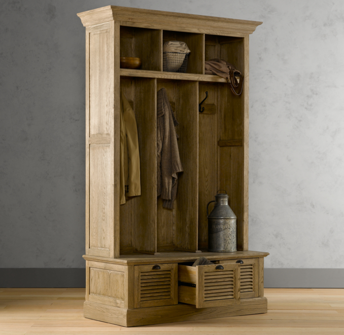 Shutter Weathered Oak 3-Bin Entry Locker