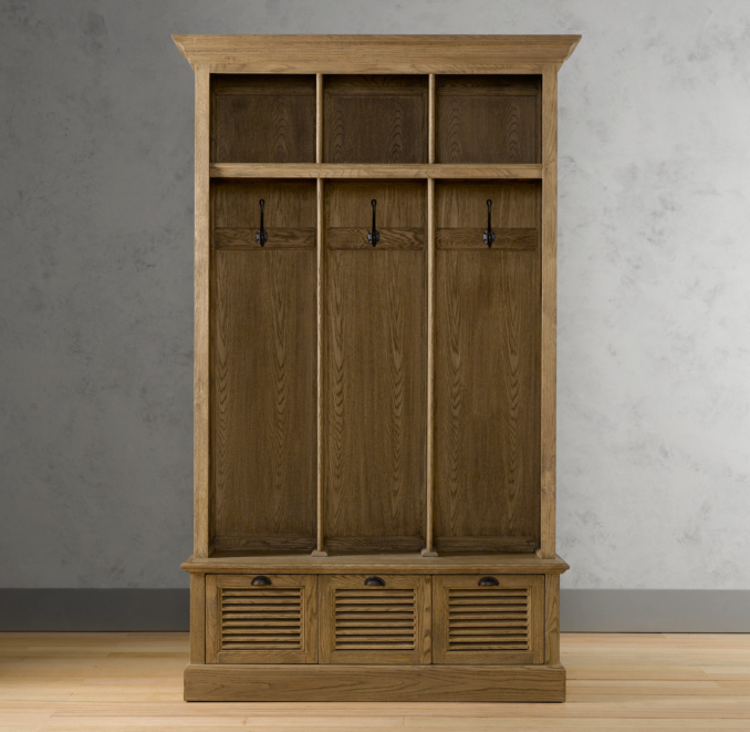 Shutter Weathered Oak 3-Bin Entry Locker