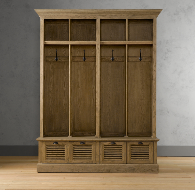 Shutter Weathered Oak 4-Bin Entry Locker