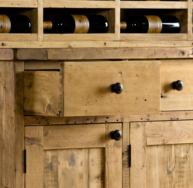 Salvaged Wood Vintner's Hutch