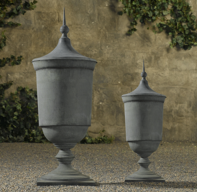 Zinc Footed Urns
