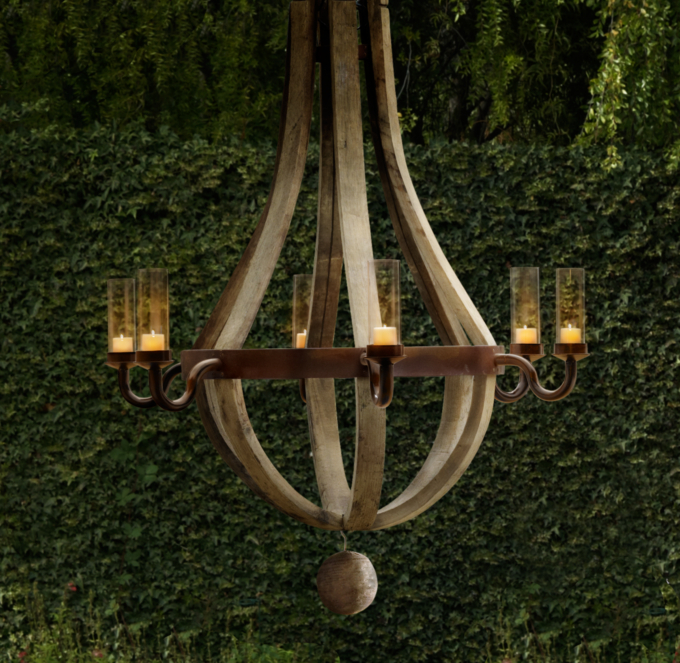 Outdoor Wine Barrel Chandelier