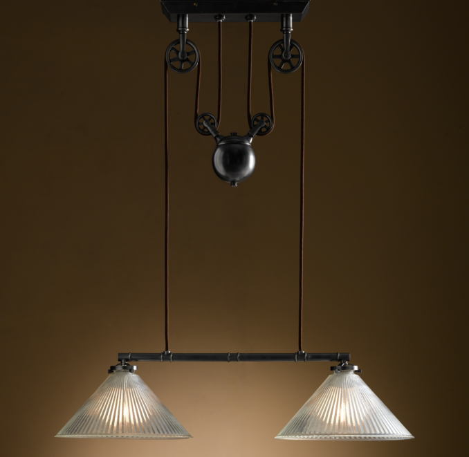 Industrial Pulley Double Pendant