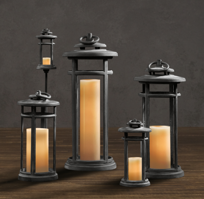 Avignon Round Lanterns Weathered Zinc