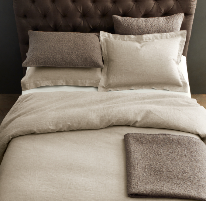 Vintage-Washed Belgian Linen Quilt