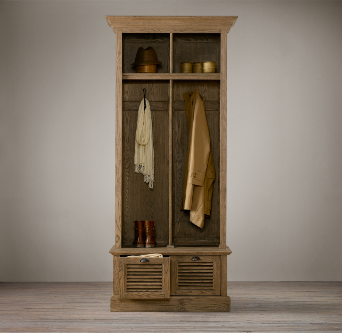 Shutter Weathered Oak 2-Bin Entry Locker