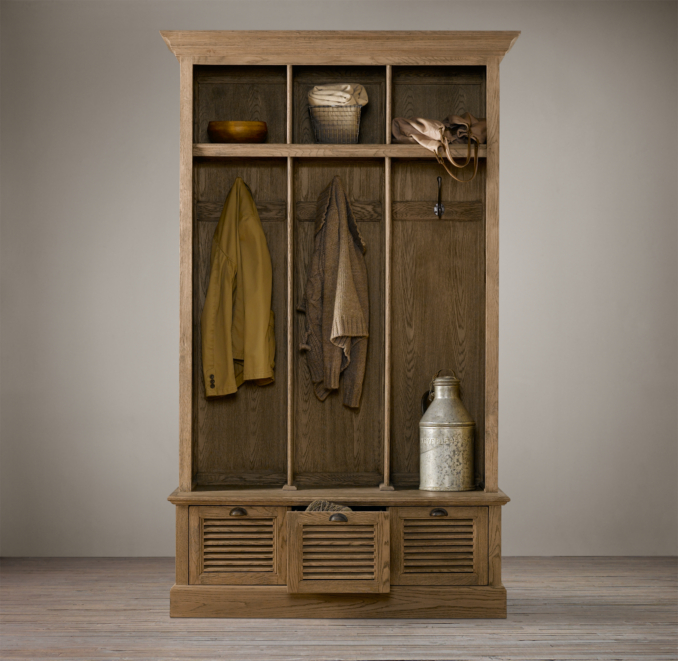 Shutter Weathered Oak 3-Bin Entry Locker