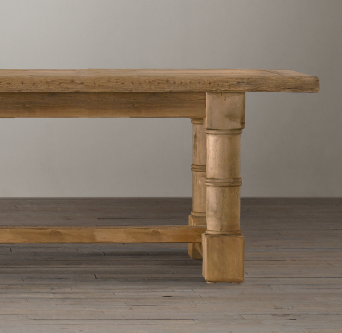 Salvaged Wood Gun Barrel Rectangular Extension Dining Table