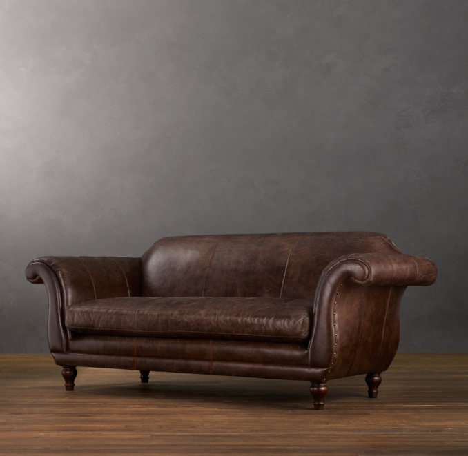 8' Regency Leather Sofa