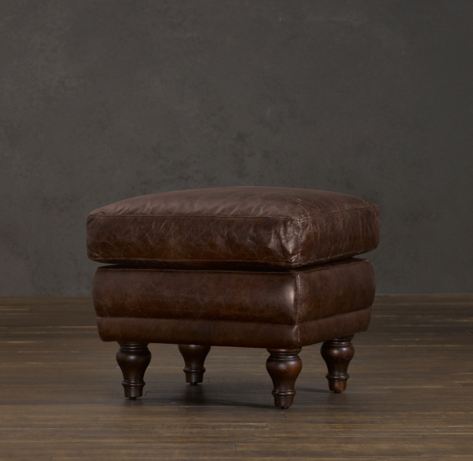 Regency Leather Ottoman