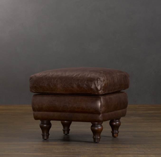 Regency Leather Ottoman