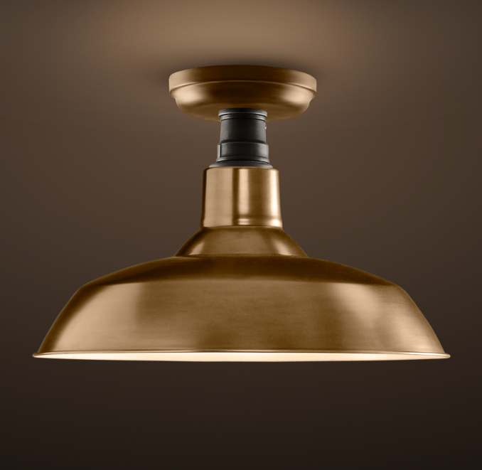 Vintage Barn Flushmount Antique Brass