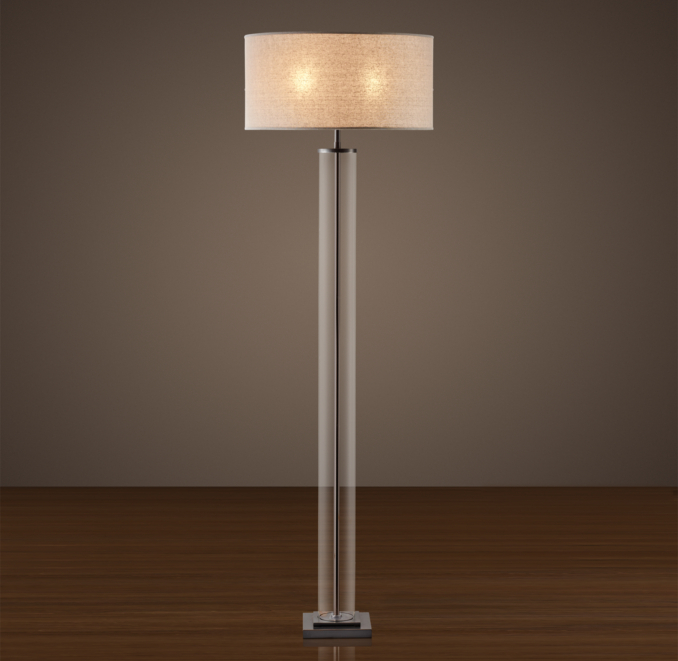 French Column Glass Floor Lamp Bronze