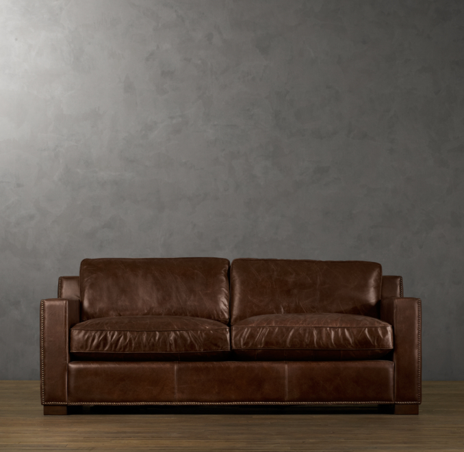 6' Collins Leather Sofa With Nailheads