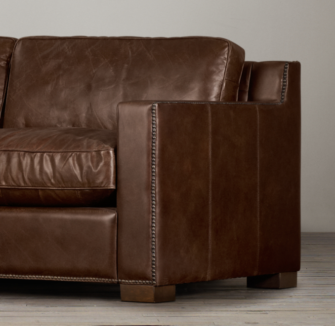 7' Collins Leather Sofa With Nailheads