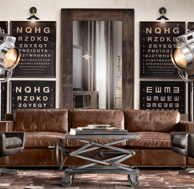 7' Collins Leather Sofa With Nailheads