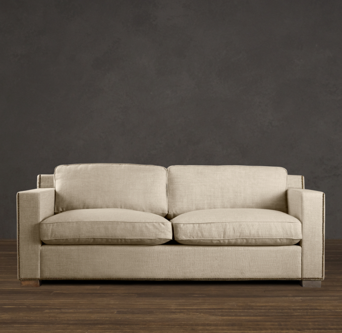 7' Collins Upholstered Sofa With Nailheads
