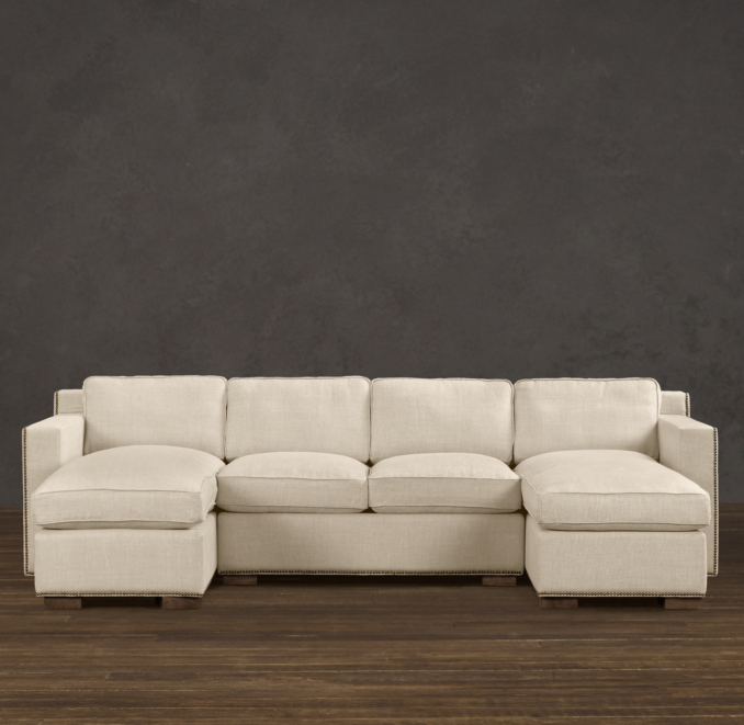 Collins Upholstered U-Chaise Sectional With Nailheads