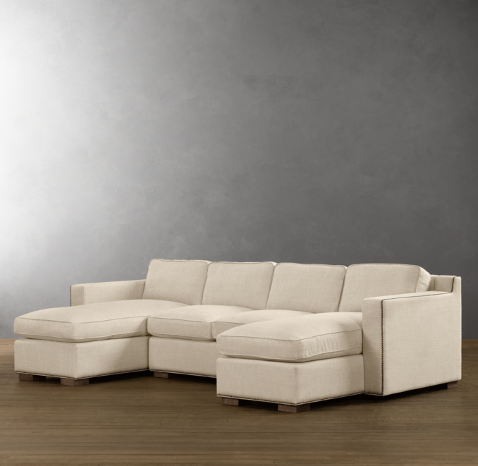 Collins Upholstered U-Chaise Sectional With Nailheads