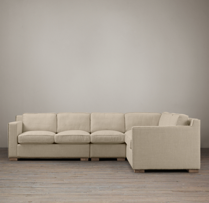 Collins Upholstered L-Sectional With Nailheads