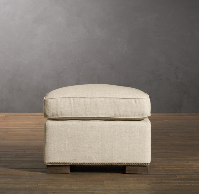 Collins Upholstered Ottoman With Nailheads
