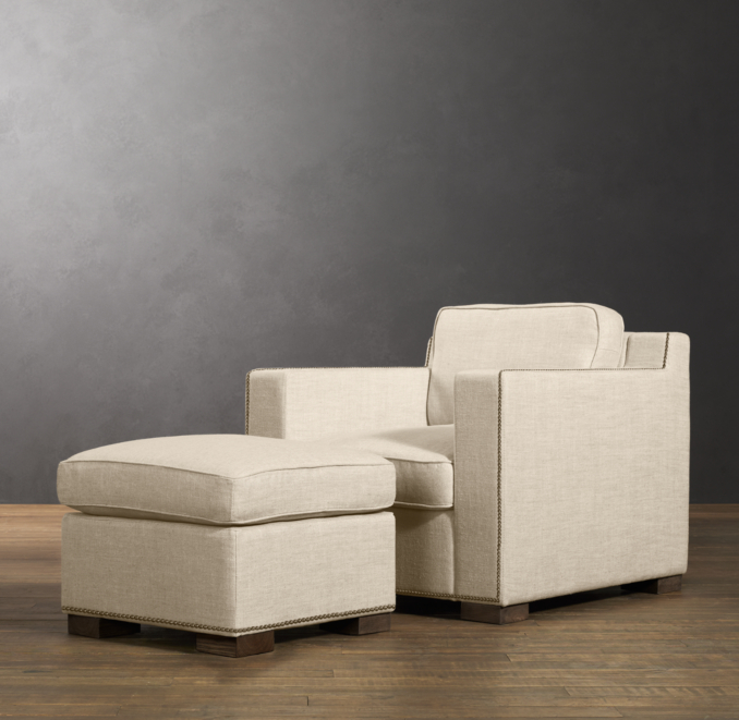 Collins Upholstered Ottoman With Nailheads