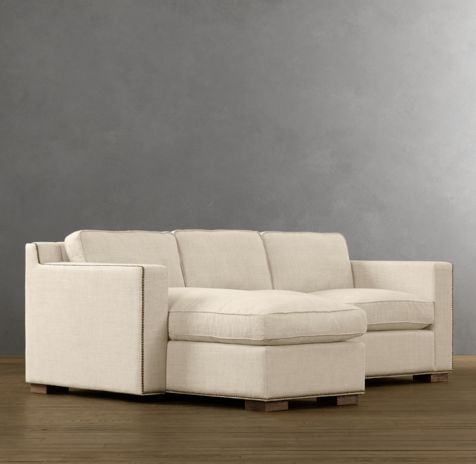 Collins Upholstered Left-Arm Sofa Chaise Sectional With Nailheads