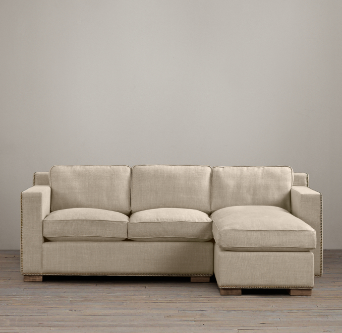 Collins Upholstered Sofa Chaise Sectionals With Nailheads
