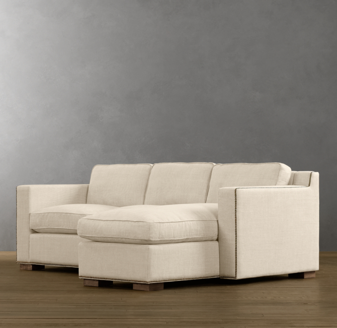 Collins Upholstered Right-Arm Sofa Chaise Sectional With Nailheads