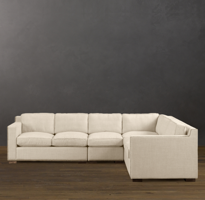 Collins Upholstered Right-Arm L-Sectional With Nailheads