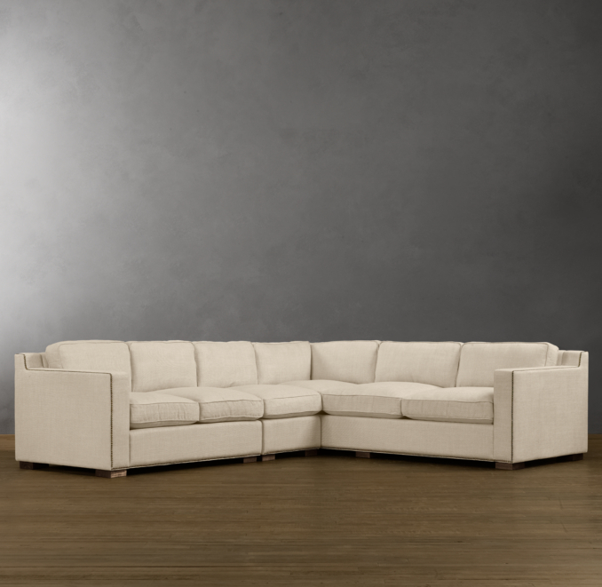 Collins Upholstered Right-Arm L-Sectional With Nailheads