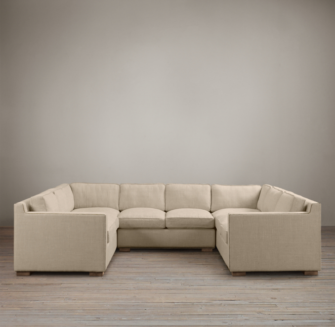 Collins Upholstered U-Sofa Sectional With Nailheads