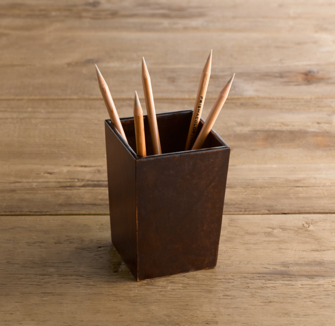 Artisan Leather Pencil Cup Chocolate