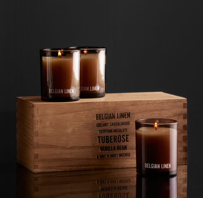 Belgian Linen Filled Candles (Set of 3)