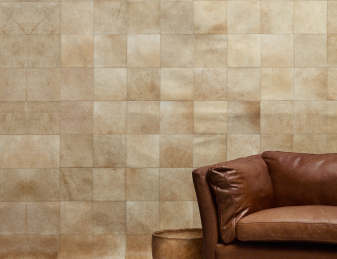 Argentine Cowhide Tile Rug - Sand