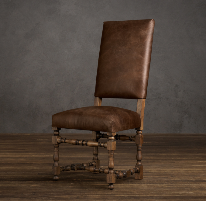 1890 English Baroque Leather Side Chair
